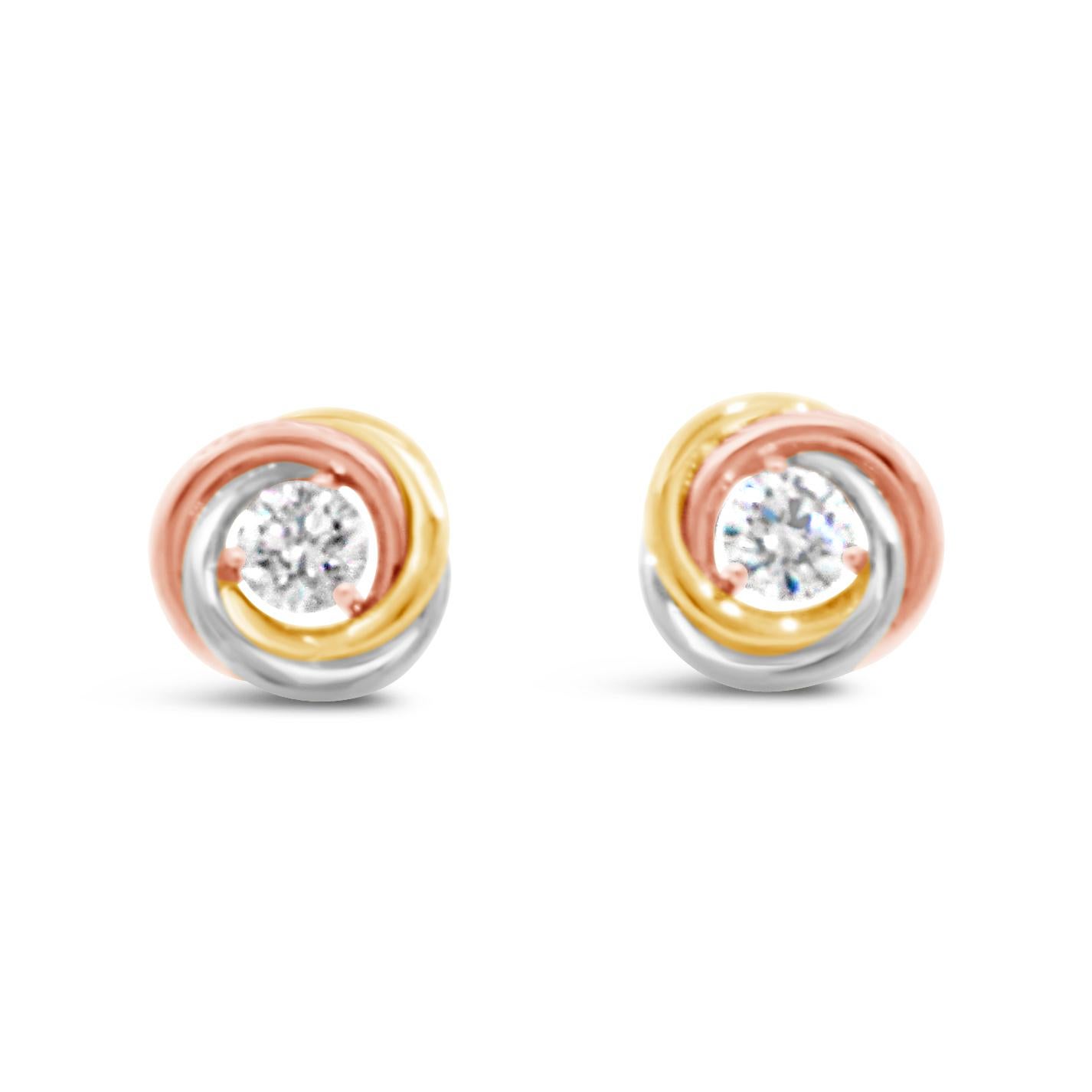 Cartier 18k Gold Trinity Studs Earrings In Excellent Condition For Sale In New York, NY