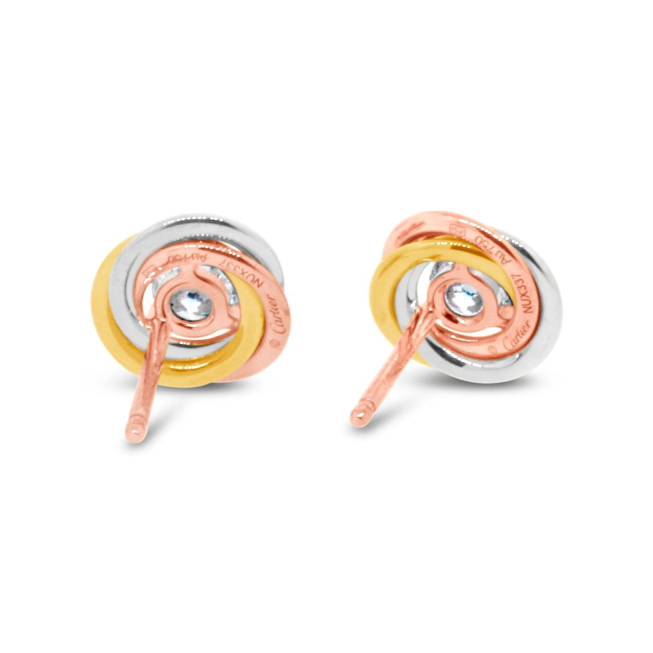 Women's or Men's Cartier 18k Gold Trinity Studs Earrings For Sale