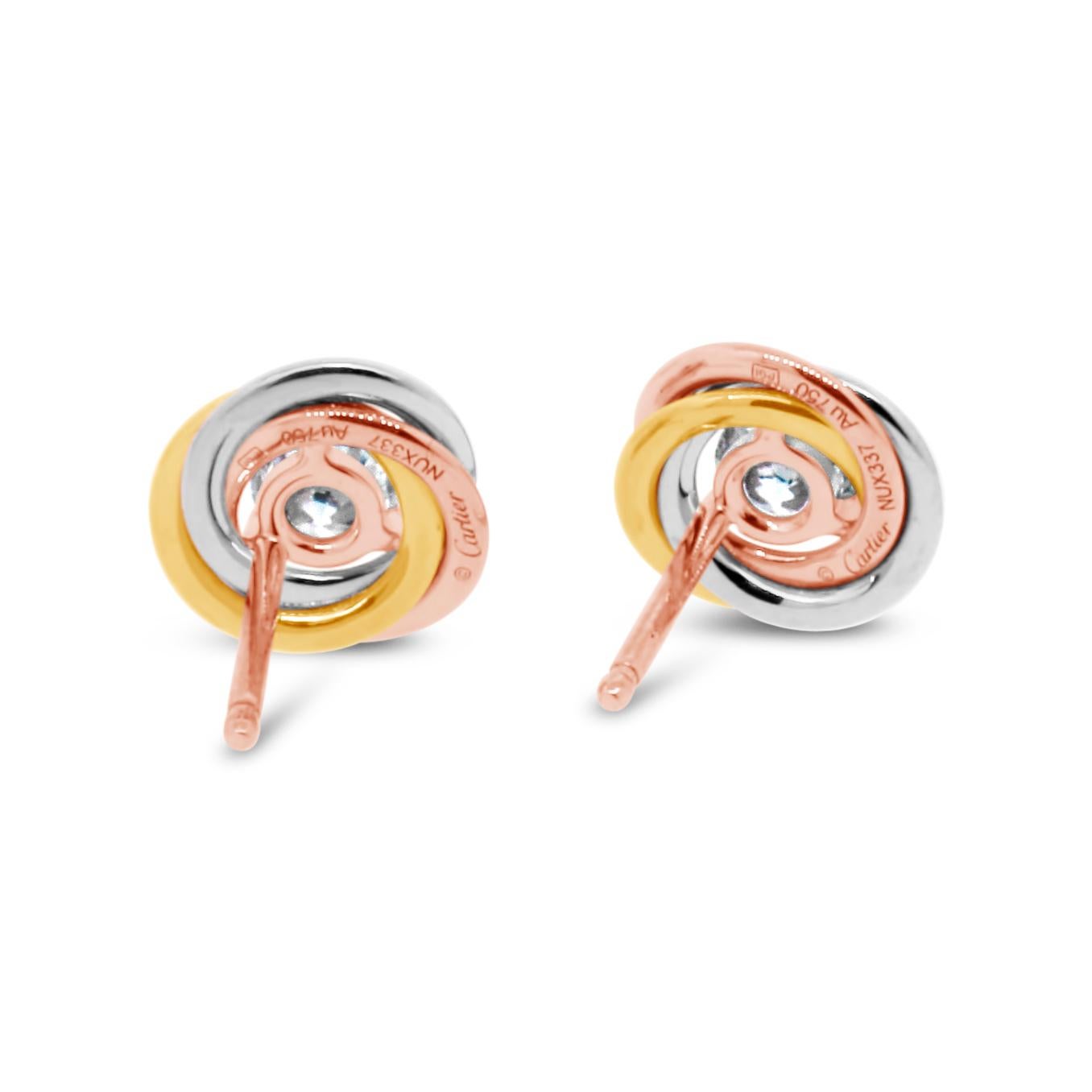 Cartier 18k Gold Trinity Studs Earrings For Sale 1