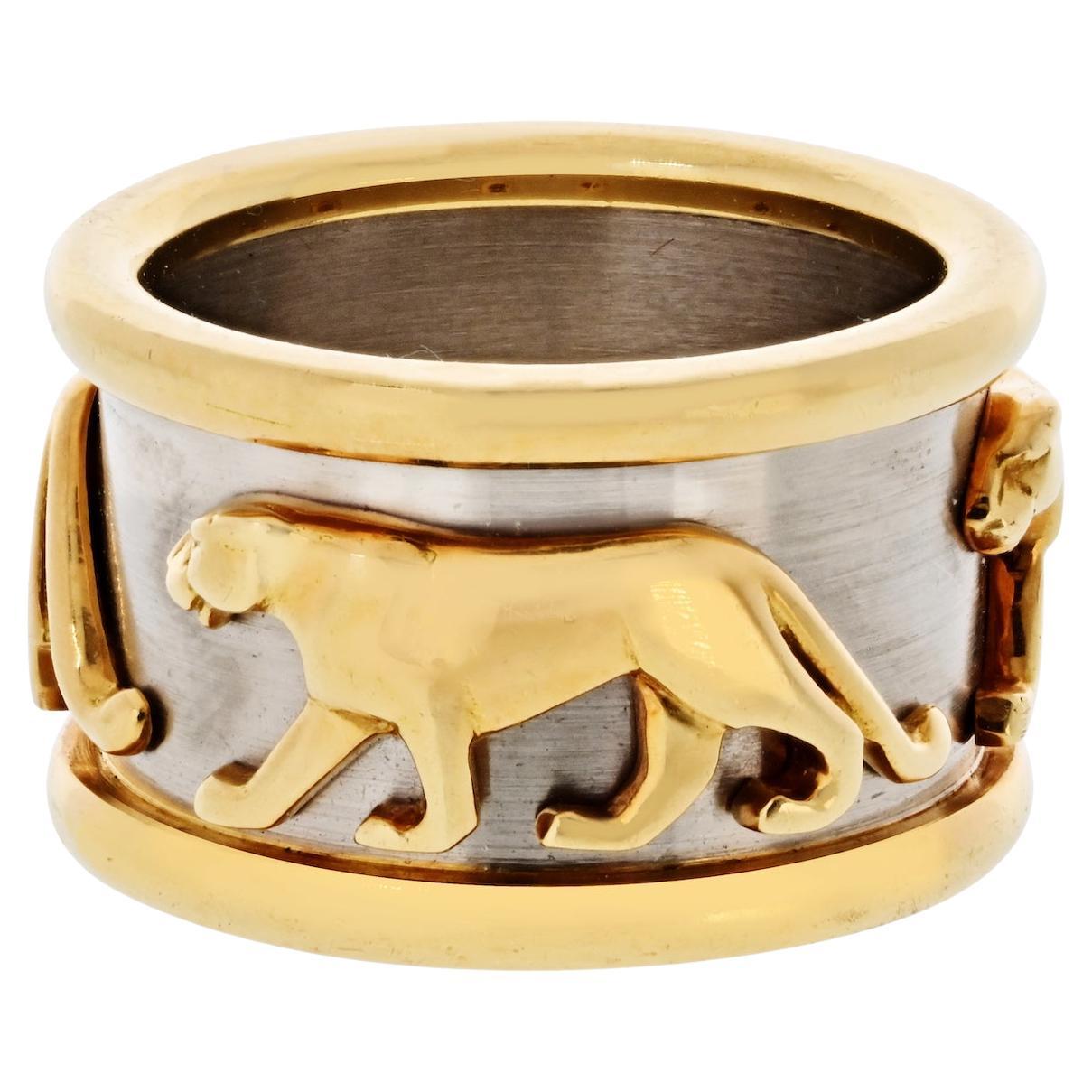 Cartier 18K Gold Walking Panthere EU 48 Ring im Angebot