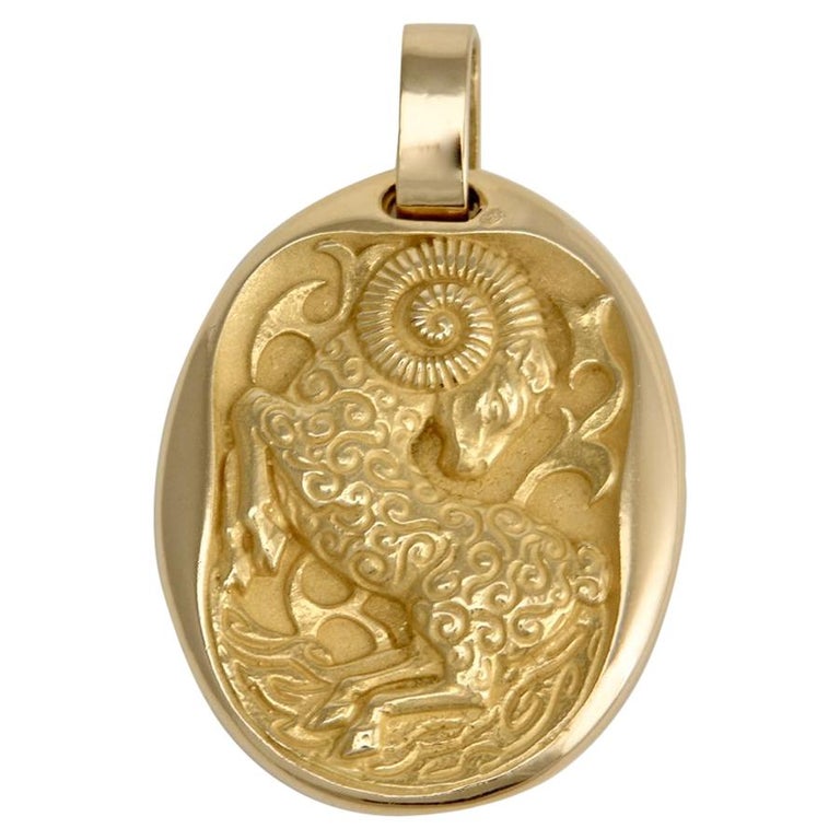 Cartier 18 Karat Gold Zodiac Aries Ram Pendant, 1970s at 1stDibs
