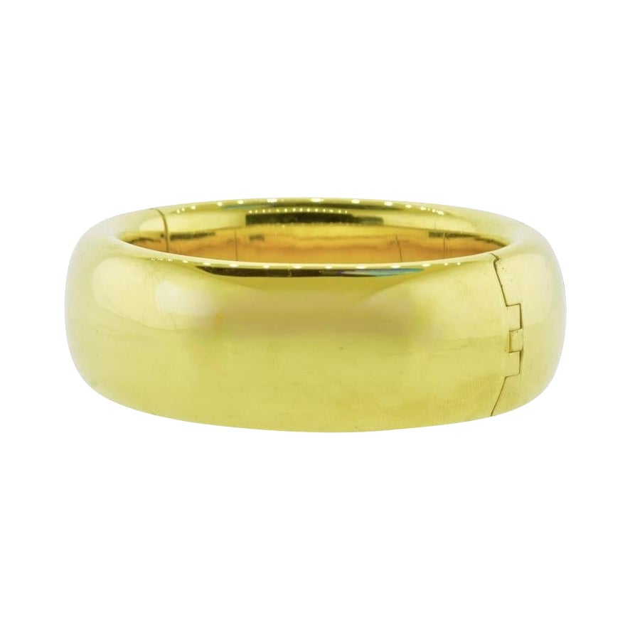 Cartier 18K Yellow Gold Large Wide Vintage Bangle Bracelet, 1990s For Sale