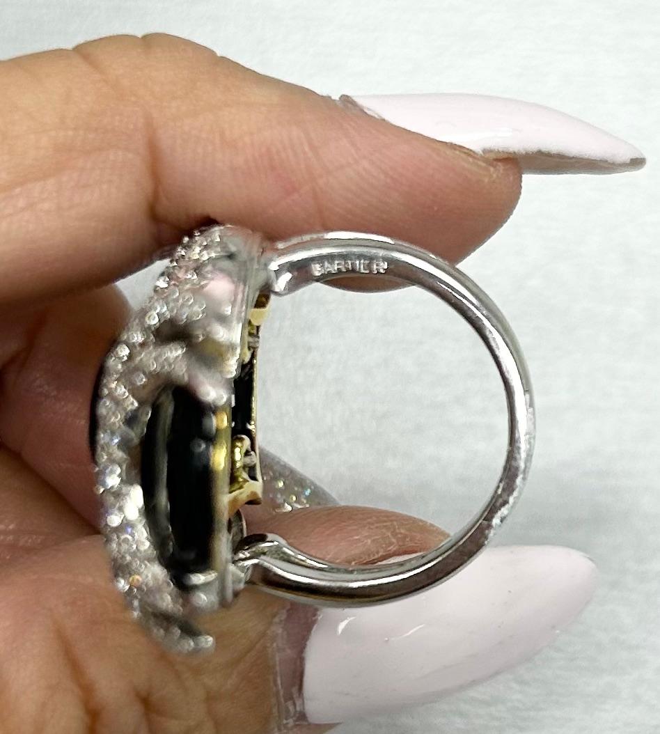 Cartier 18k Onyx Diamond Ring For Sale 1