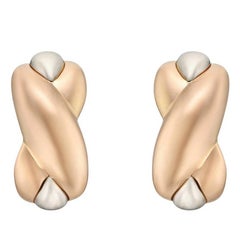 Cartier 18 Karat Pink and White Gold Crossover Earrings