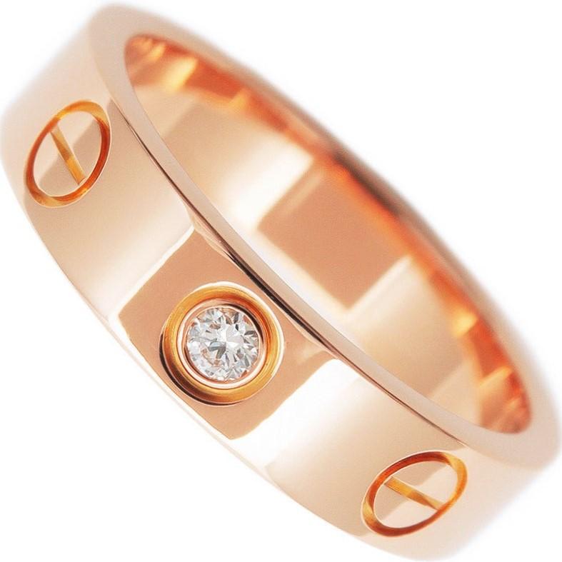 Cartier 18 Karat Pink Gold 3 Diamonds Love Ring In Excellent Condition In New York, NY