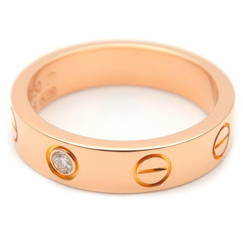 Women's or Men's Cartier 18 Karat Pink Gold 3 Diamonds Love Ring