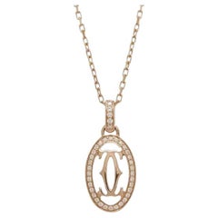 Cartier 18K Pink Gold Diamond Logo Double C pendant