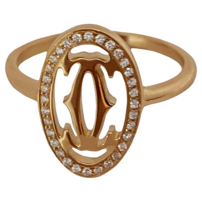 Cartier Double C Diamond Tricolor Gold Ring at 1stDibs | cartier double ...