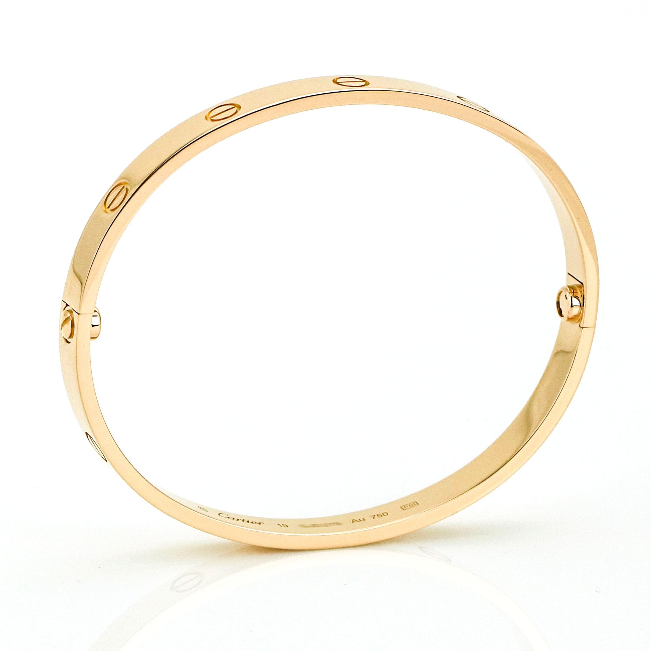 Cartier 18 Karat Pink Gold Love Bracelet In Excellent Condition For Sale In Fort Lauderdale, FL