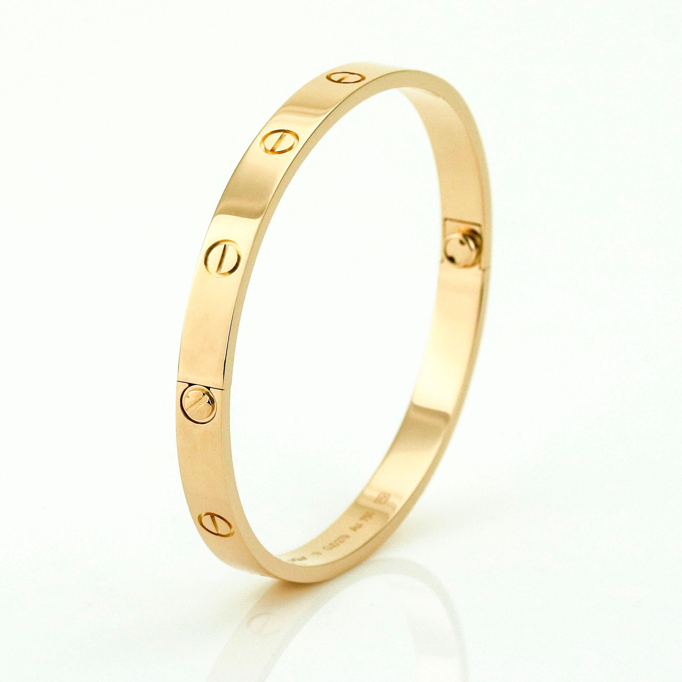 Women's or Men's Cartier 18 Karat Pink Gold Love Bracelet For Sale