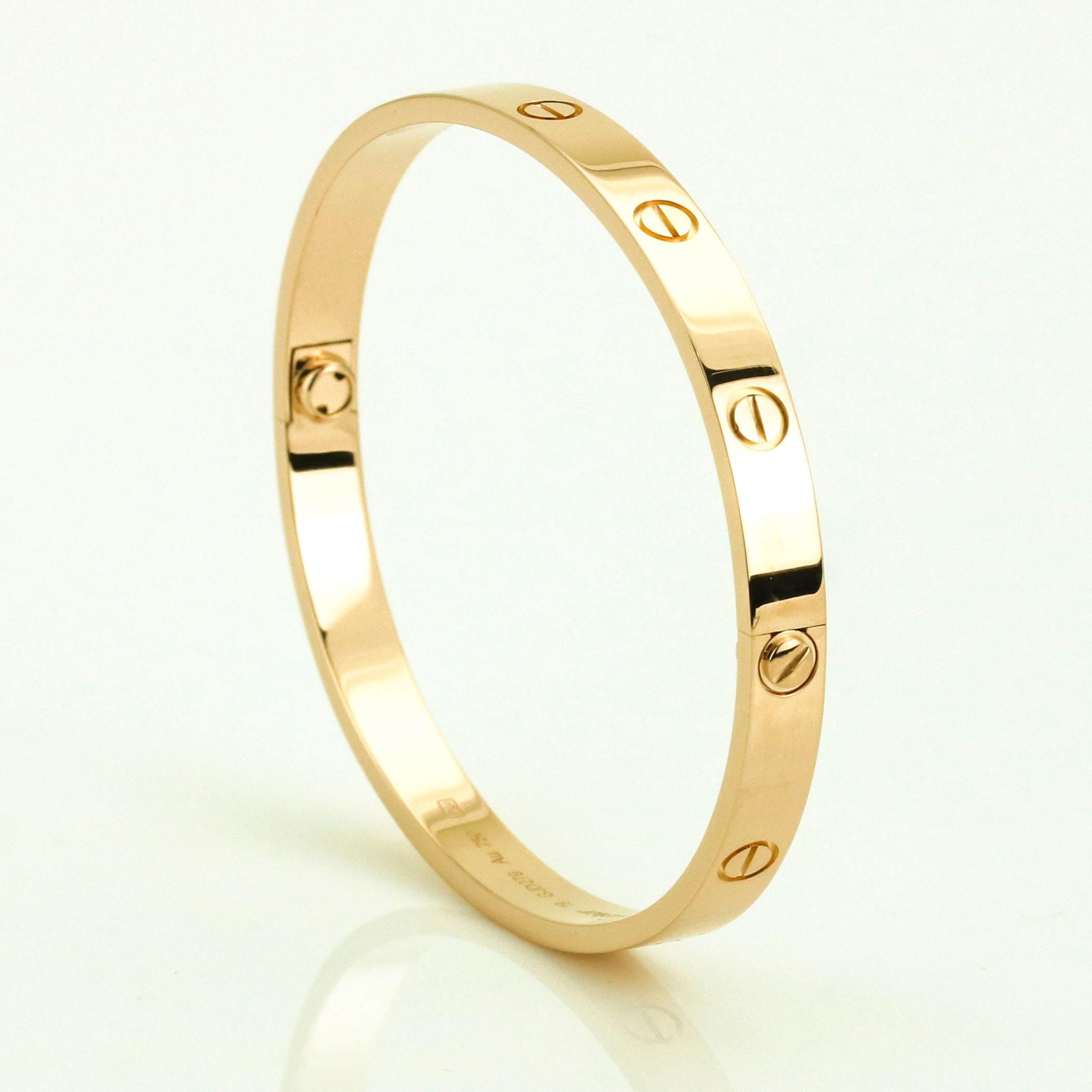 Cartier 18 Karat Pink Gold Love Bracelet For Sale 1