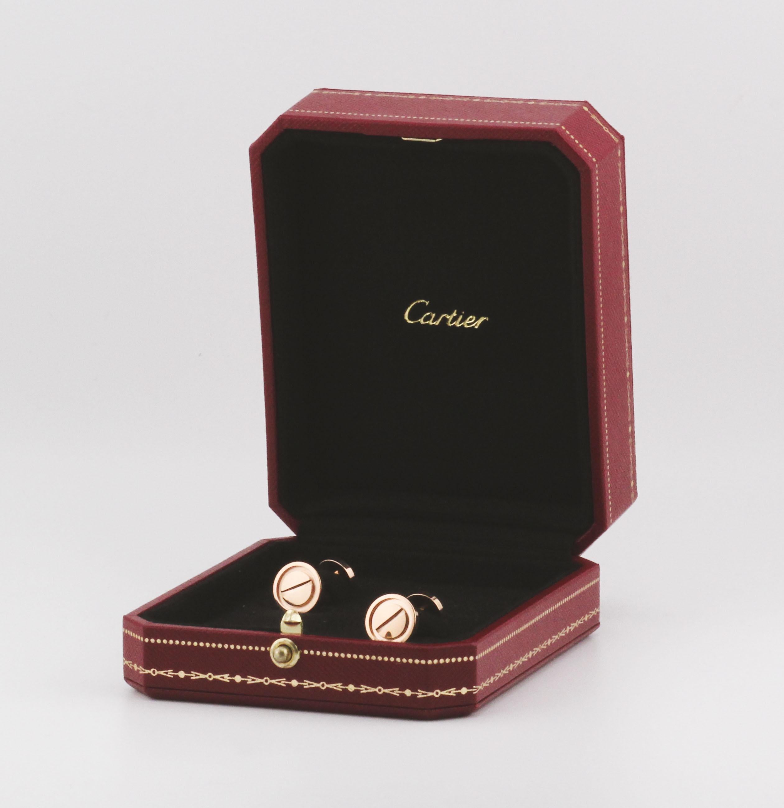 Cartier 18K Pink Gold Love Dumbbell Cufflinks For Sale 6