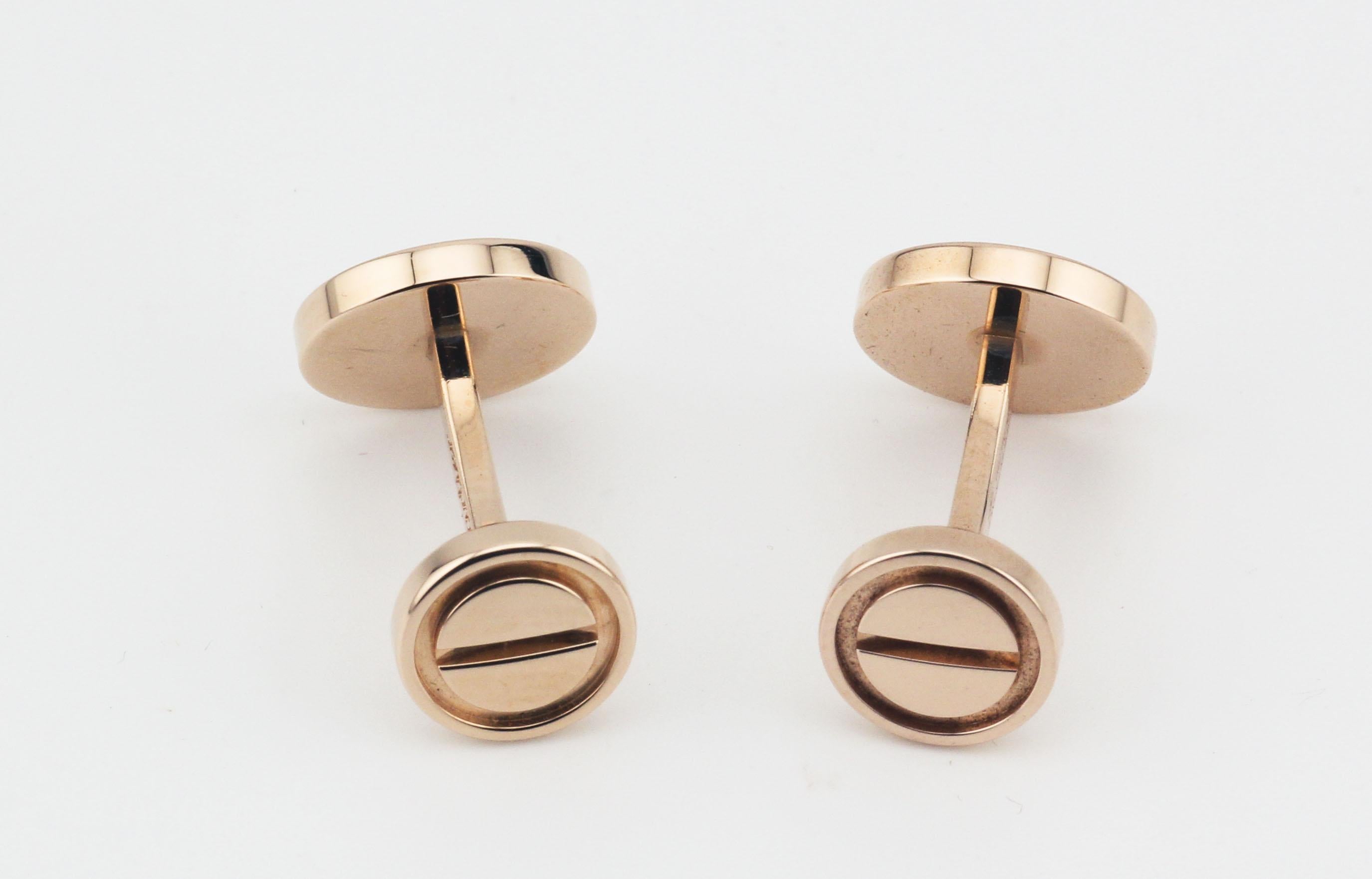 Cartier 18K Pink Gold Love Dumbbell Cufflinks For Sale 2