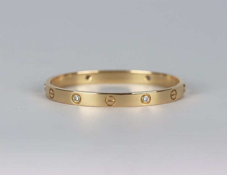 Cartier 18K Rose Gold 4 Diamond Love Bracelet at 1stDibs | cartier rose ...