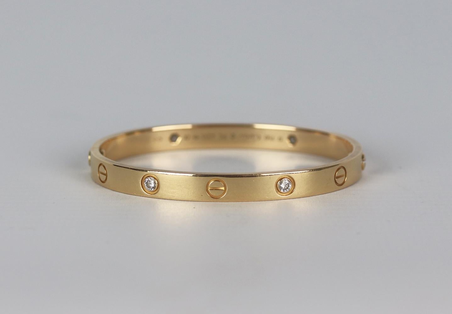 Cartier 18k Rose Gold 4 Diamond Love Bracelet At 1stdibs