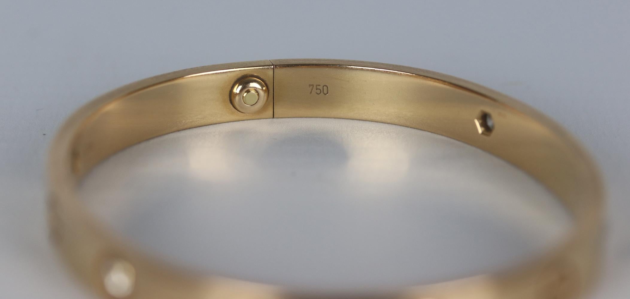Women's or Men's Cartier 18K Rose Gold 4 Diamond Love Bracelet