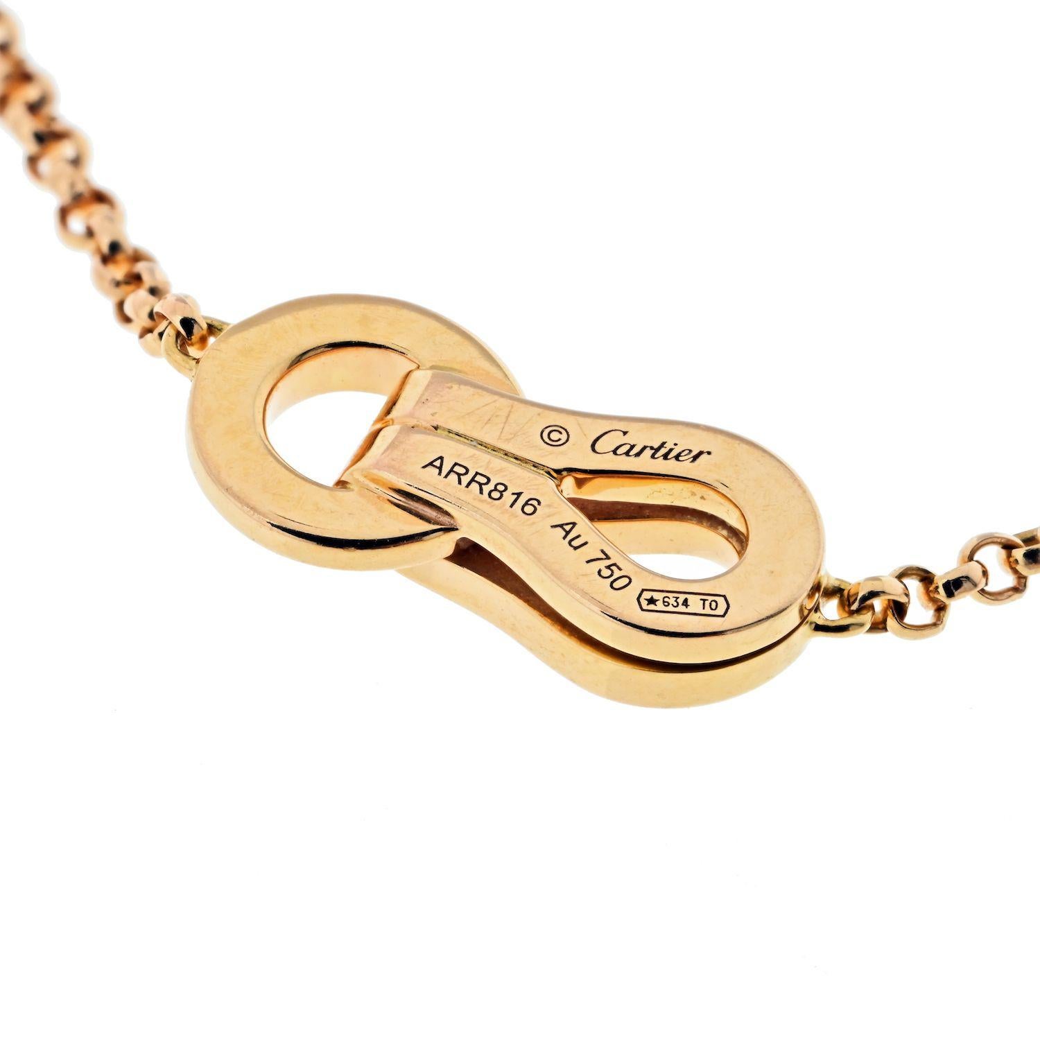 Modern Cartier 18K Rose Gold Agrafe Diamond Necklace