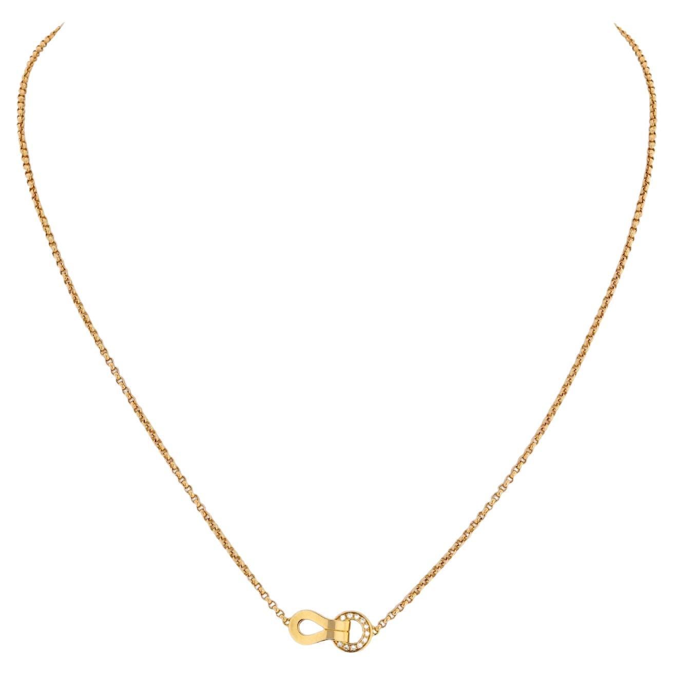 Cartier 18K Rose Gold Agrafe Diamond Necklace