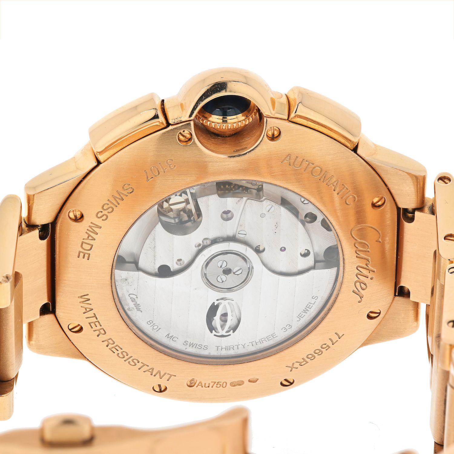 Modern Cartier 18K Rose Gold Ballon Bleu Chrono W6920010 Watch