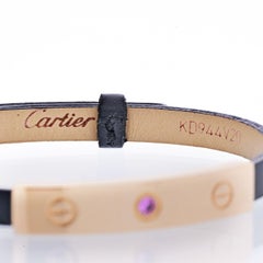 Cartier 18K Rose Gold Black Leather Rose Gold Pink Sapphire Love Bracelet