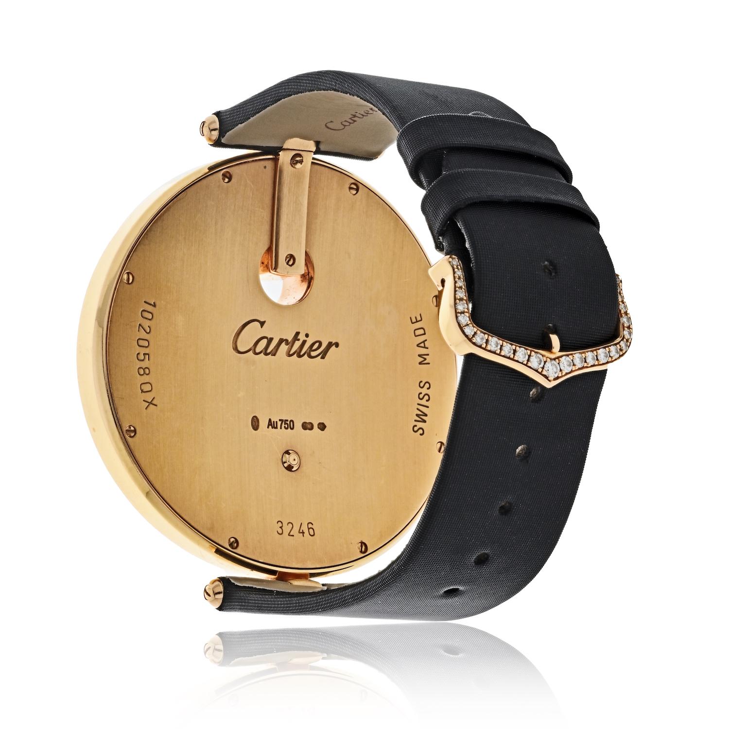 Cartier: 18 Karat Roségold Damen-Diamant-Uhr mit Kapuze WG600003 5