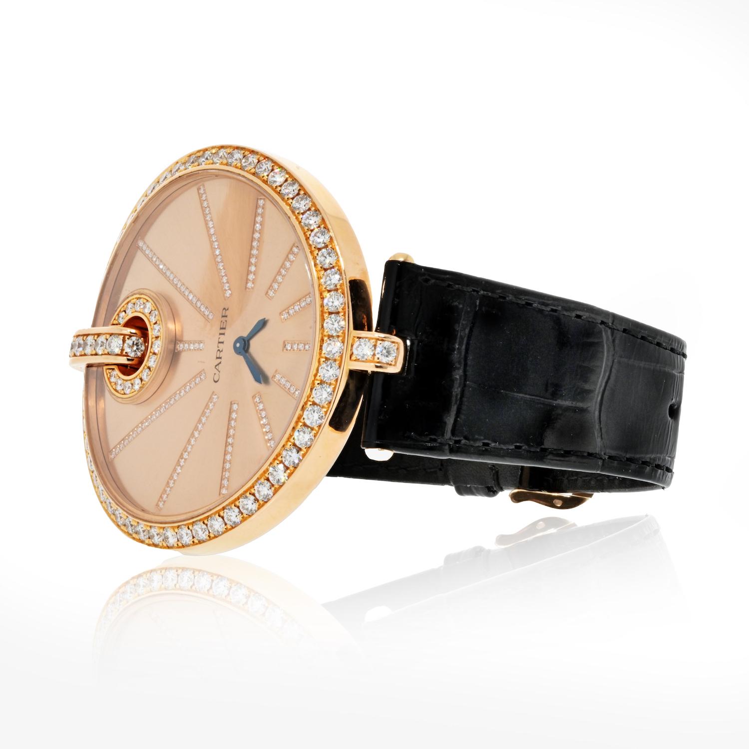 Modern Cartier 18K Rose Gold Captive WG600003 Ladies Diamond Watch For Sale
