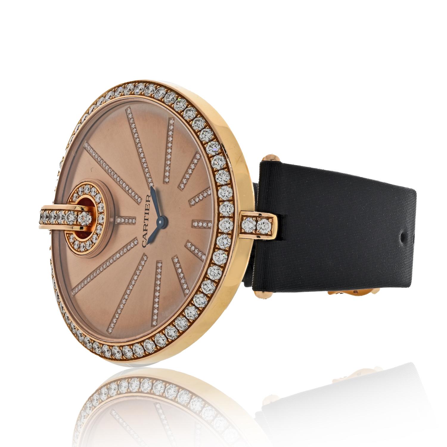 Cartier: 18 Karat Roségold Damen-Diamant-Uhr mit Kapuze WG600003 3