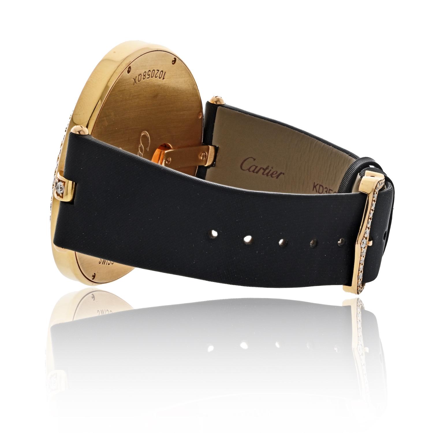 Cartier: 18 Karat Roségold Damen-Diamant-Uhr mit Kapuze WG600003 4