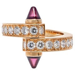 Cartier 18K Or Rose  Bague Menotte en diamant et grenat