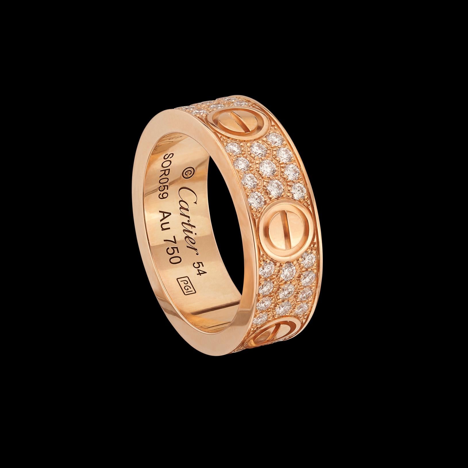 Anillo LOVE de Cartier en oro rosa de 18 quilates y diamantes en Nuevo estado para la venta en San Francisco, CA