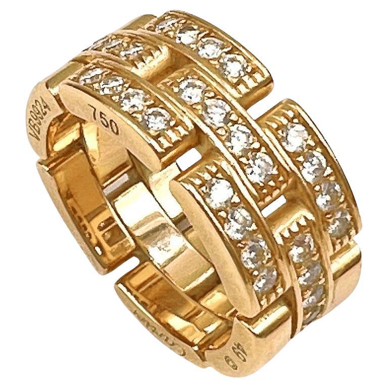 Cartier 18k Rose Gold Diamond Maillon Panthere Ring For Sale