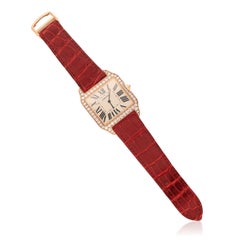 CARTIER 18K Rose Gold Diamond Santos-Dumont LM Mechanical Wristwatch