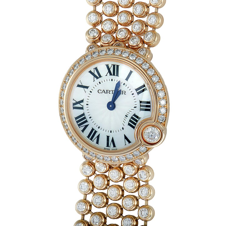 Cartier 18 Karat Rose Gold Diamond Watch HP100758 at 1stDibs