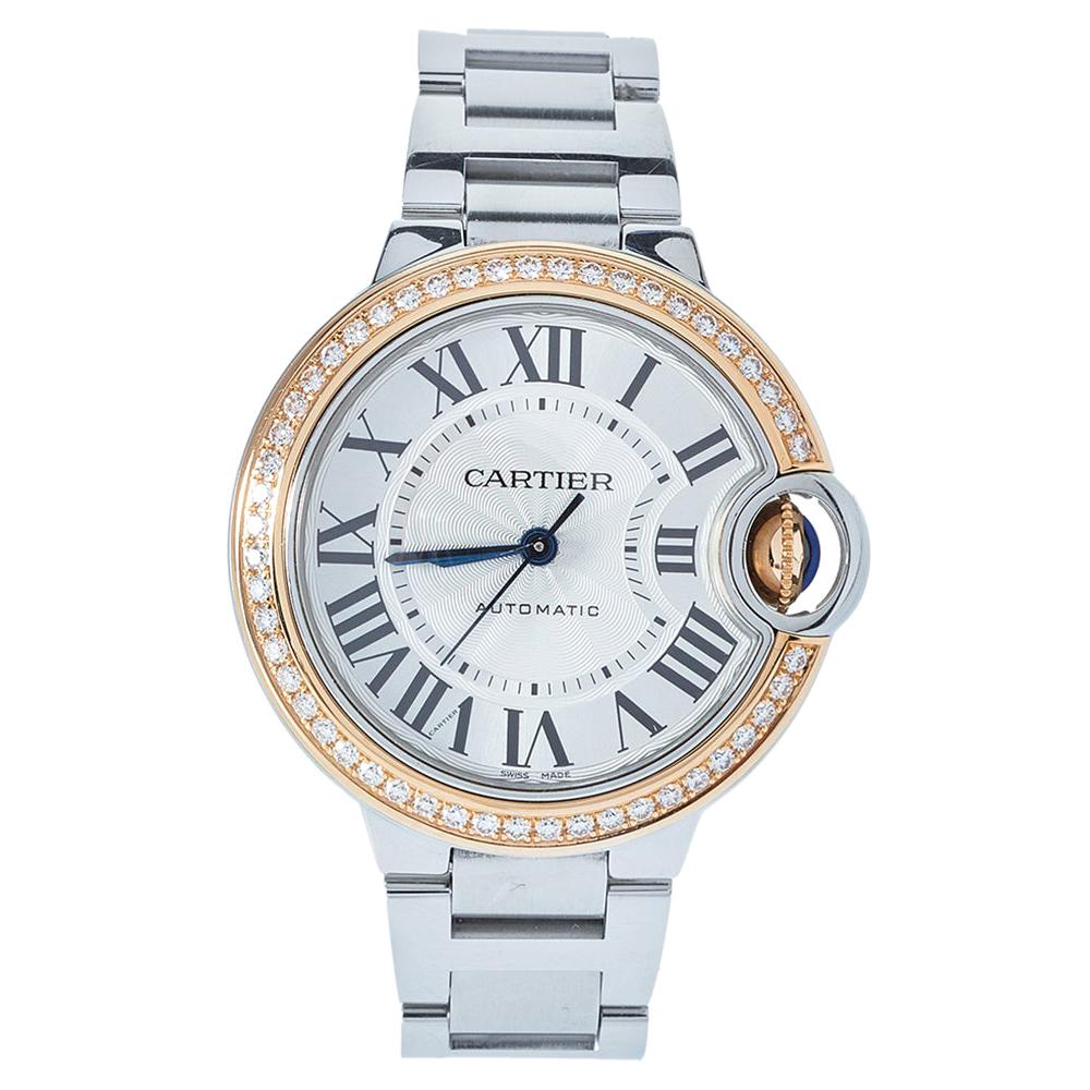 Cartier 18K Rose Gold Diamonds Ballon Bleu Automatic Women's Wristwatch 33 mm