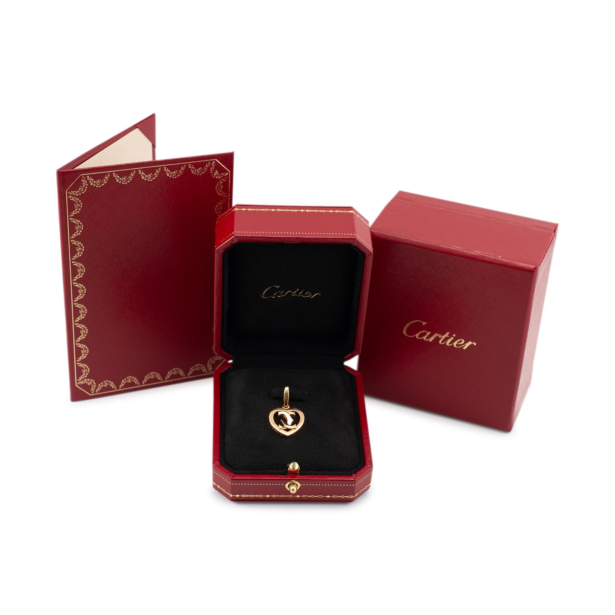 Women's or Men's Cartier 18K Rose Gold Double C Heart Pendant