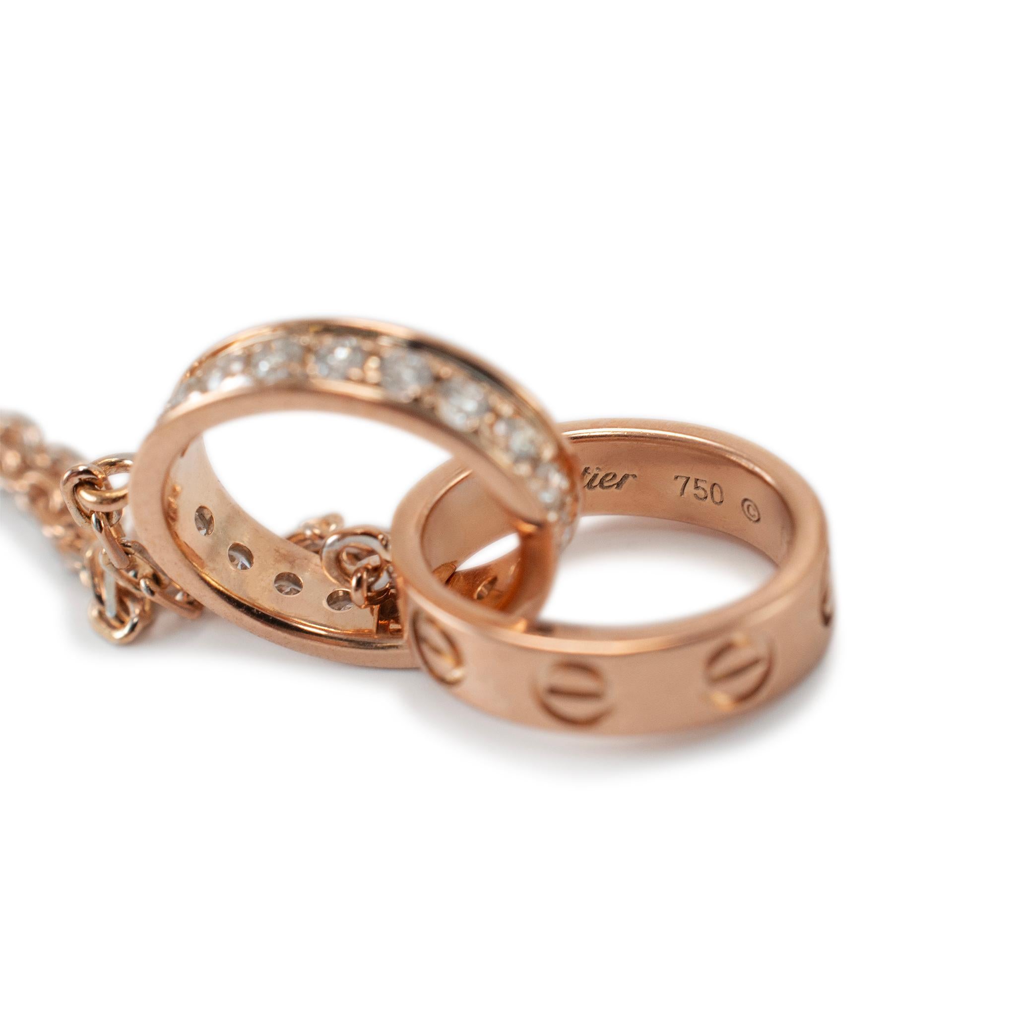 Donna Cartier, collana con ciondolo Baby Love in oro rosa 18 carati e mezzo pavé di diamanti in vendita
