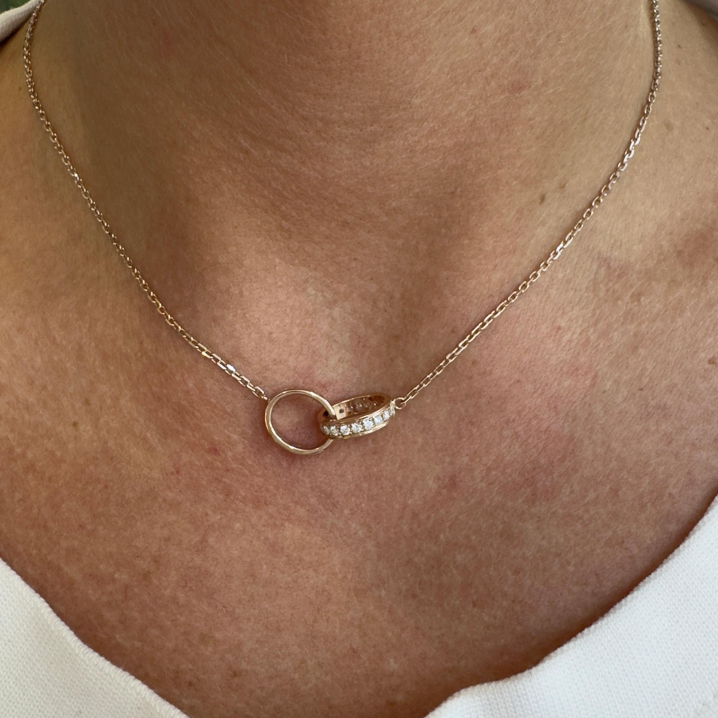 Cartier, collana con ciondolo Baby Love in oro rosa 18 carati e mezzo pavé di diamanti in vendita 3