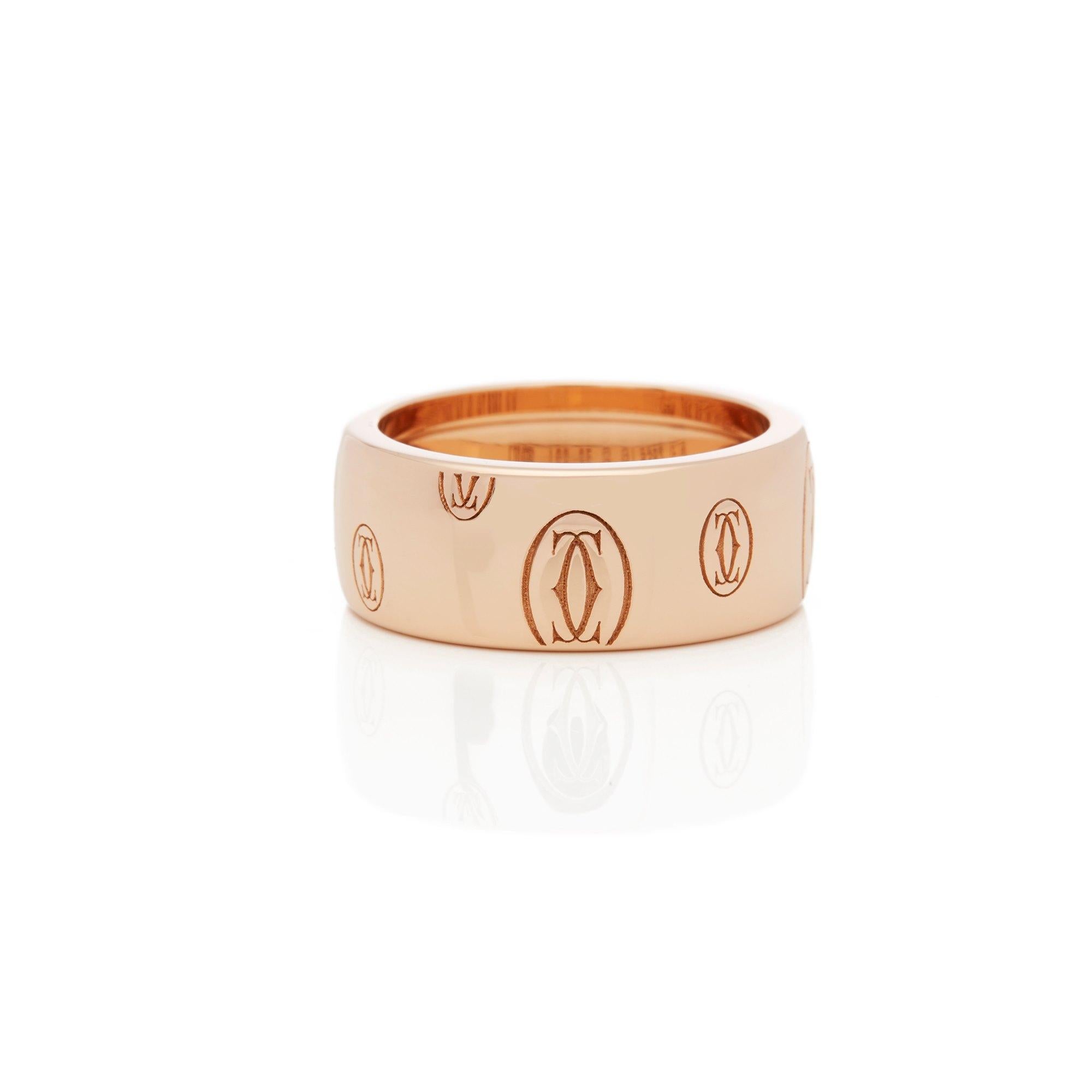 This Ring by Cartier is from their Happy Birthday Collection and Features the Cartier Motif Mounted in an 18k Rose Gold Band. Complete with Cartier Box and Original Cartier Warranty Paper. The Ring sizes are UK Ring Size: M, EU Ring Size: 52, US