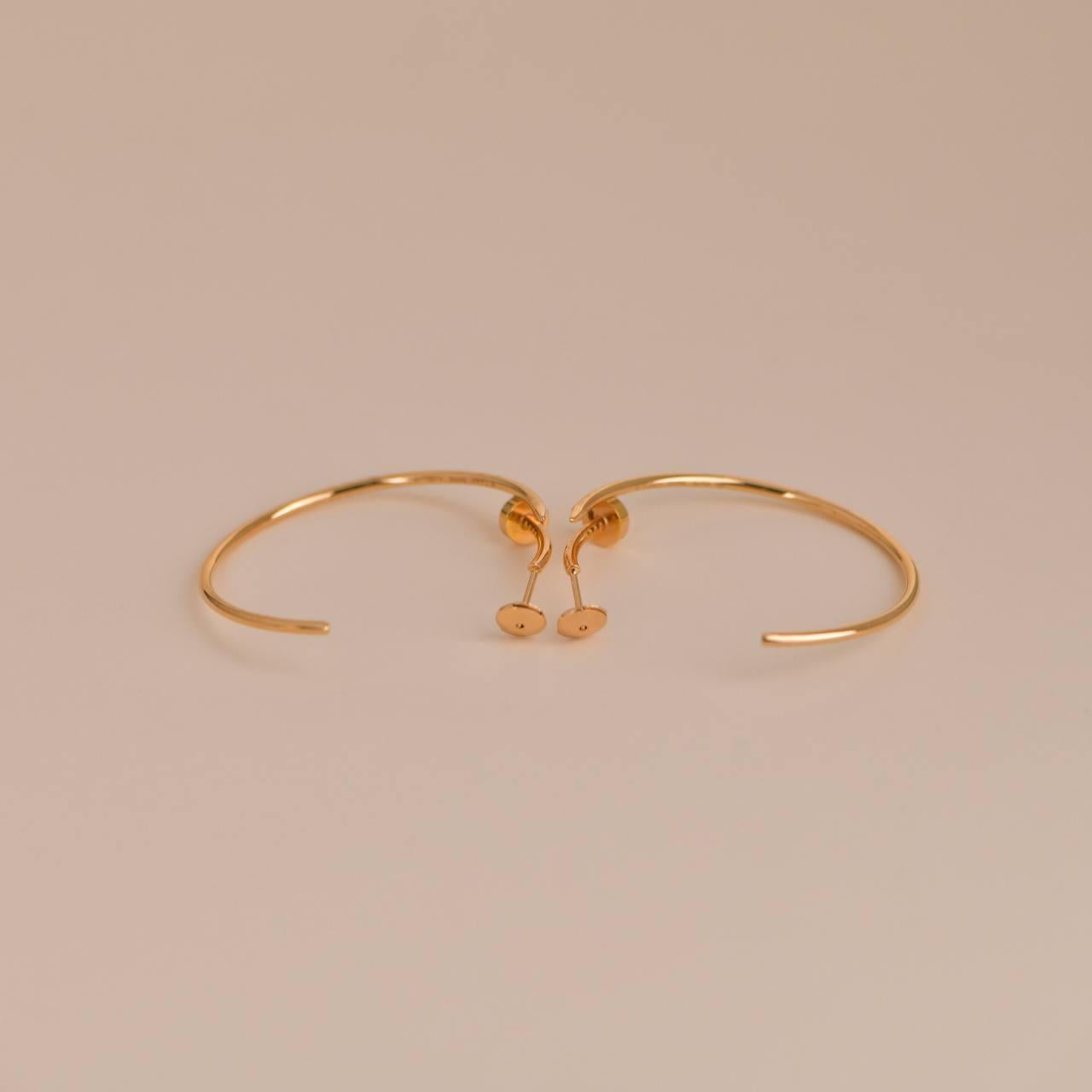 Cartier 18k Rose Gold Juste Un Clou Big Hoop Earrings with Box and Paper In Excellent Condition In Banbury, GB