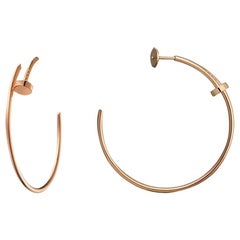 Used Cartier 18k Rose Gold Juste Un Clou Big Hoop Earrings with Box and Paper