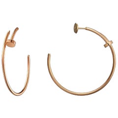 Cartier 18k Rose Gold Juste Un Clou Big Hoop Earrings with Box and Paper