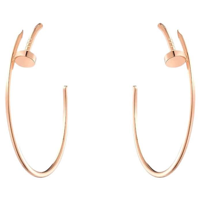 Cartier 18k Rose Gold Juste Un Clou Big Hoop Earrings with Box and Paper
