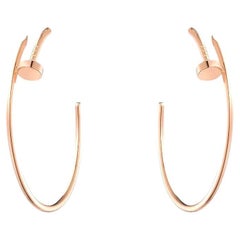 Used Cartier 18k Rose Gold Juste Un Clou Big Hoop Earrings with Box and Paper