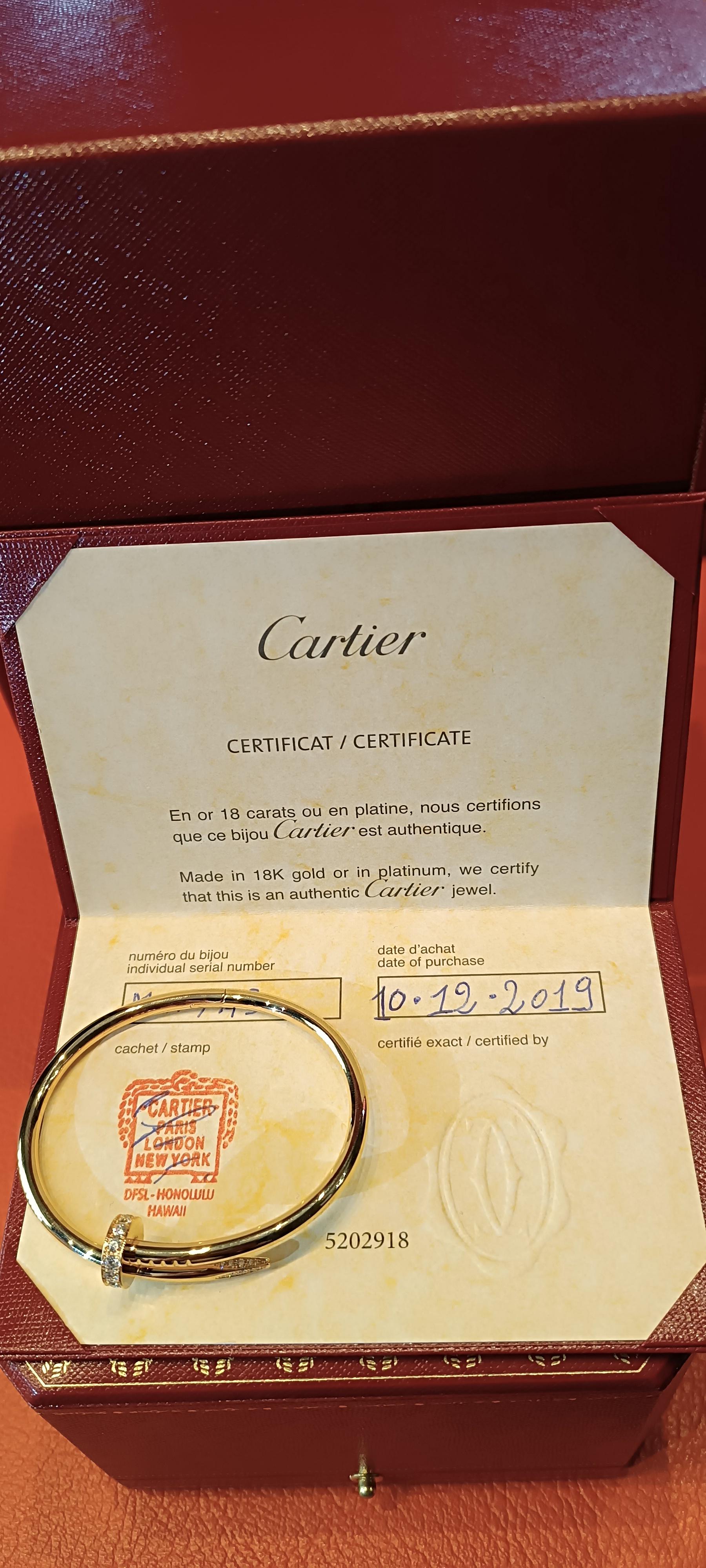 Cartier 18k Rose Gold Juste Un Clou Diamonds 0, 58 Carat  Bracelet   1