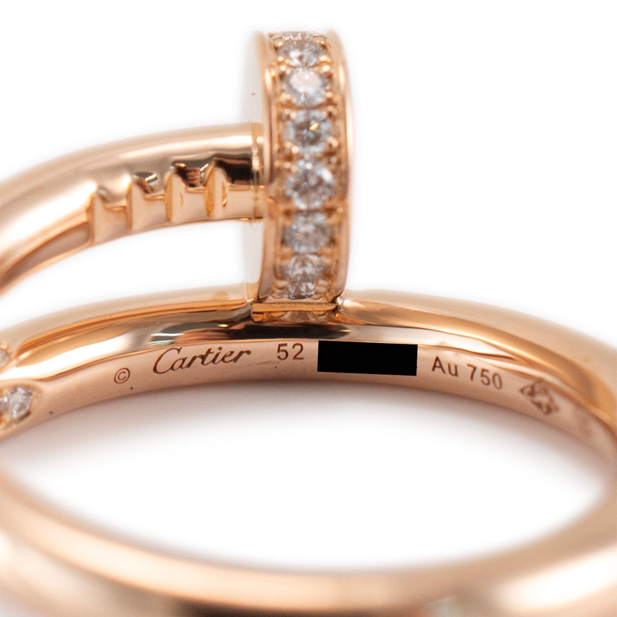 Cartier 18K Rose Gold Juste Un Clou Nail Classic Model, Diamonds Cocktail Ring For Sale 1