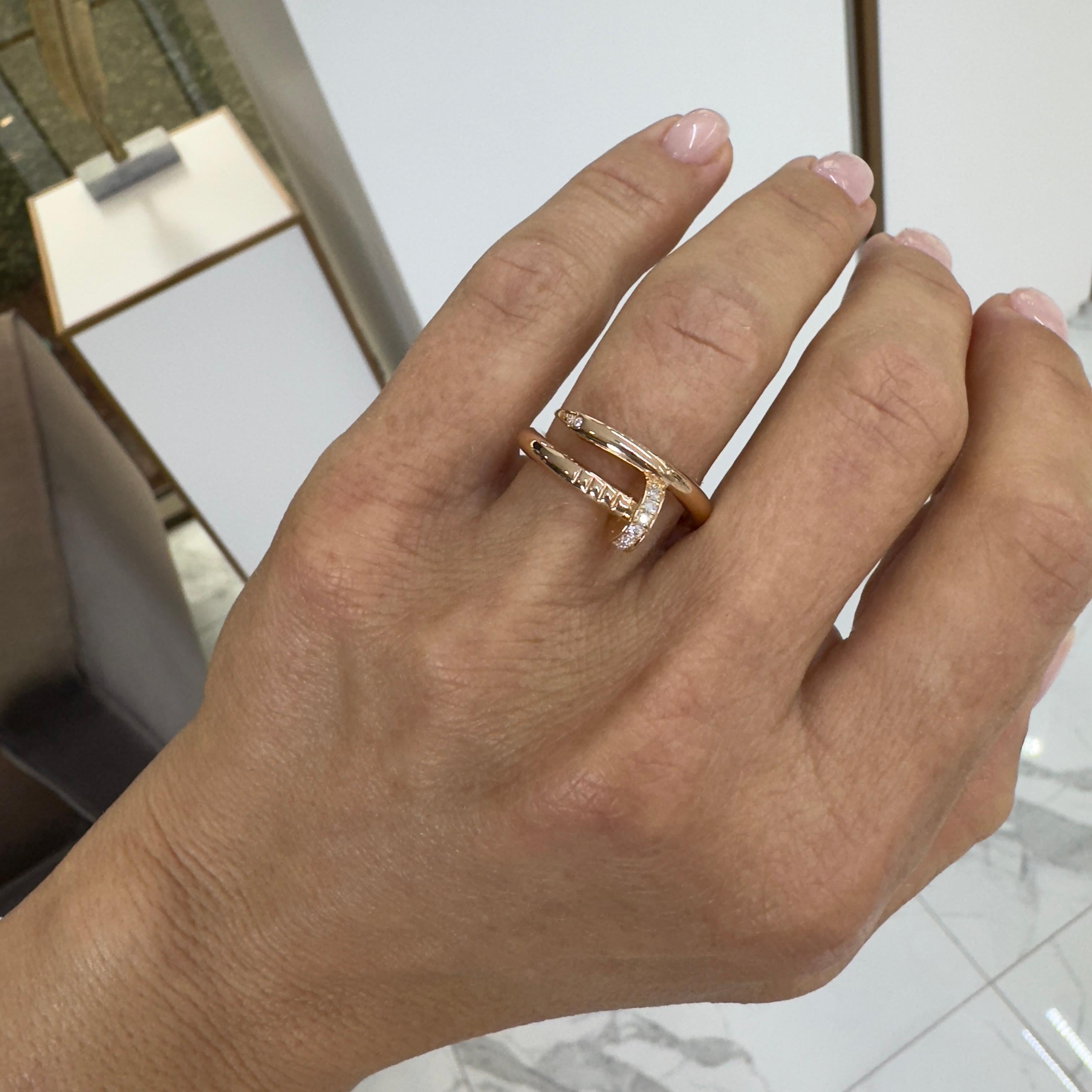 Cartier 18K Rose Gold Juste Un Clou Nail Classic Model, Diamonds Cocktail Ring For Sale 2