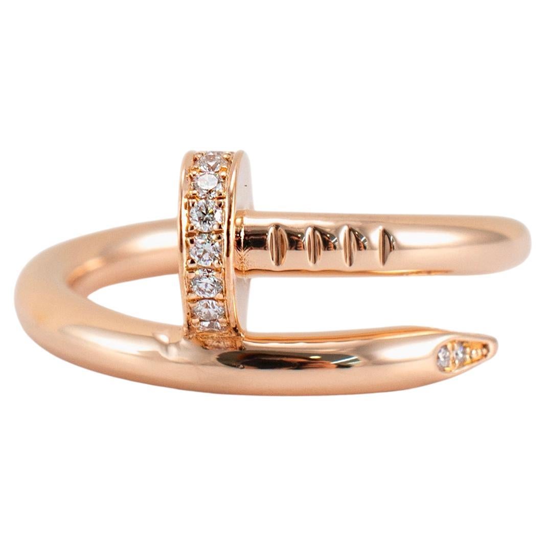 Cartier 18K Rose Gold Juste Un Clou Nail Classic Model, Diamonds Cocktail Ring
