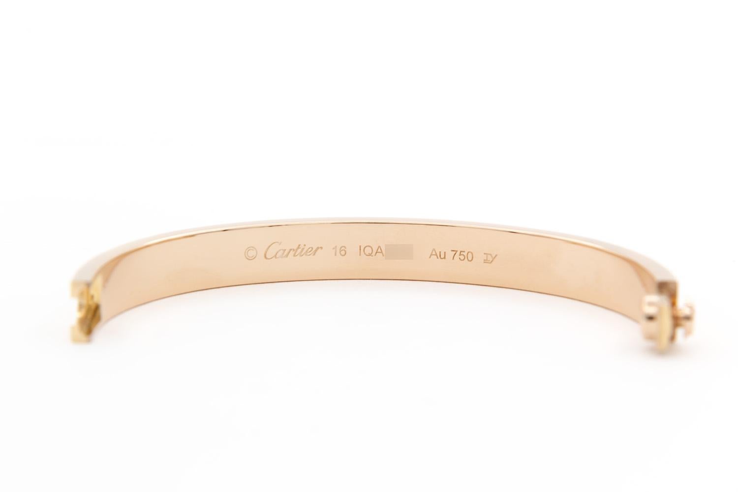 Cartier 18K Rose Gold Love Bangle Bracelet Size 16 Box & Papers New Screw System 2
