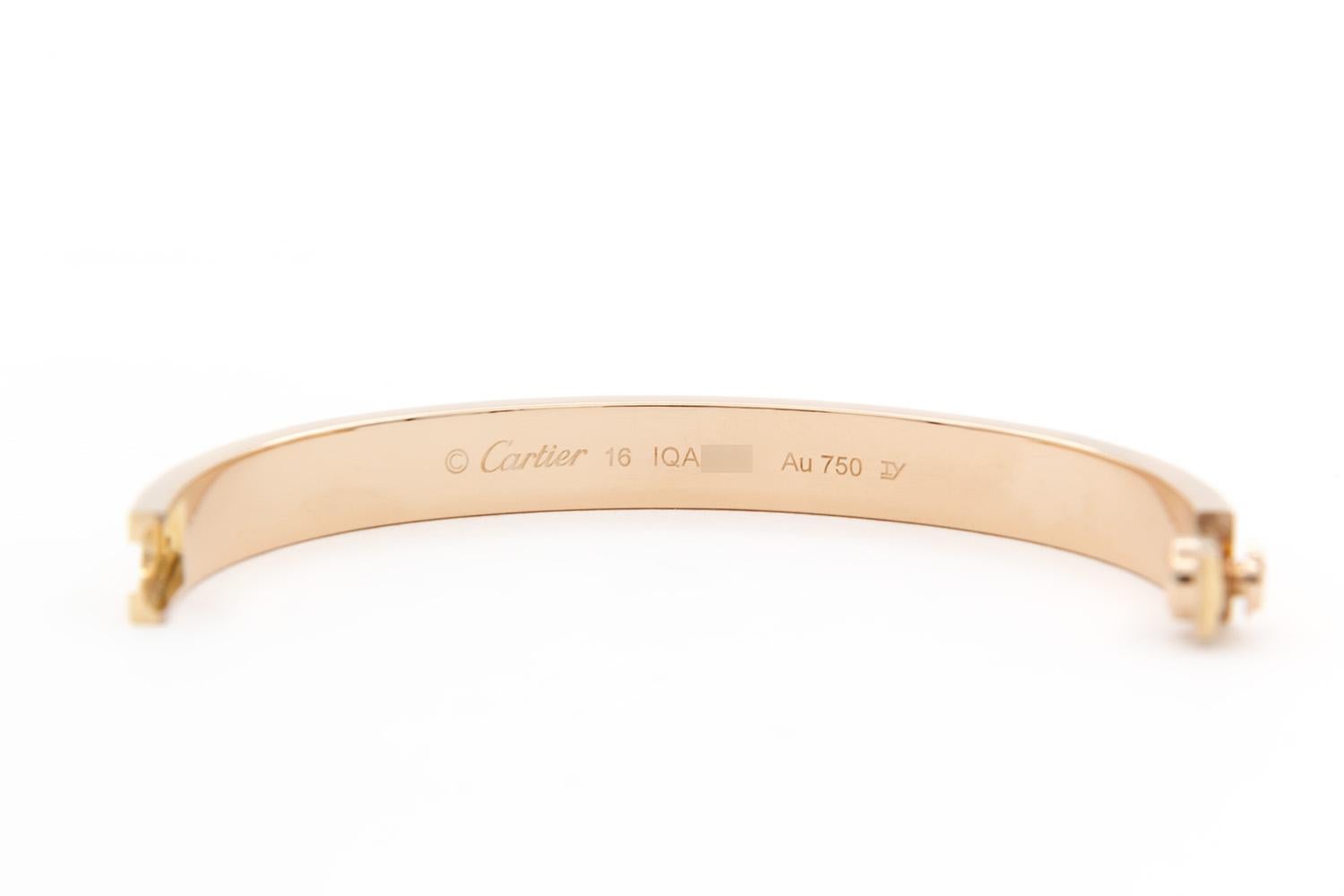 Cartier Bracelet jonc Love en or rose 18 carats, taille 16, boîte et papiers neufs 2