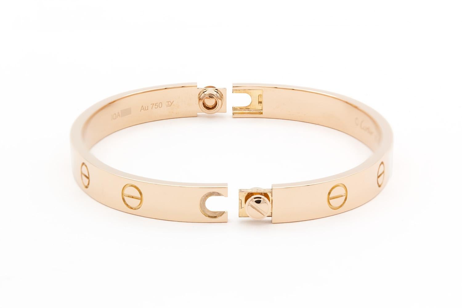 Cartier Bracelet jonc Love en or rose 18 carats, taille 16, boîte et papiers neufs 1